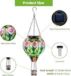 DREAMSOUL Hummingbird Hot Air Balloon Solar Lantern, Hanging Solar Hot Air Balloon Lantern with Flame for Patio Yard Gift Decor