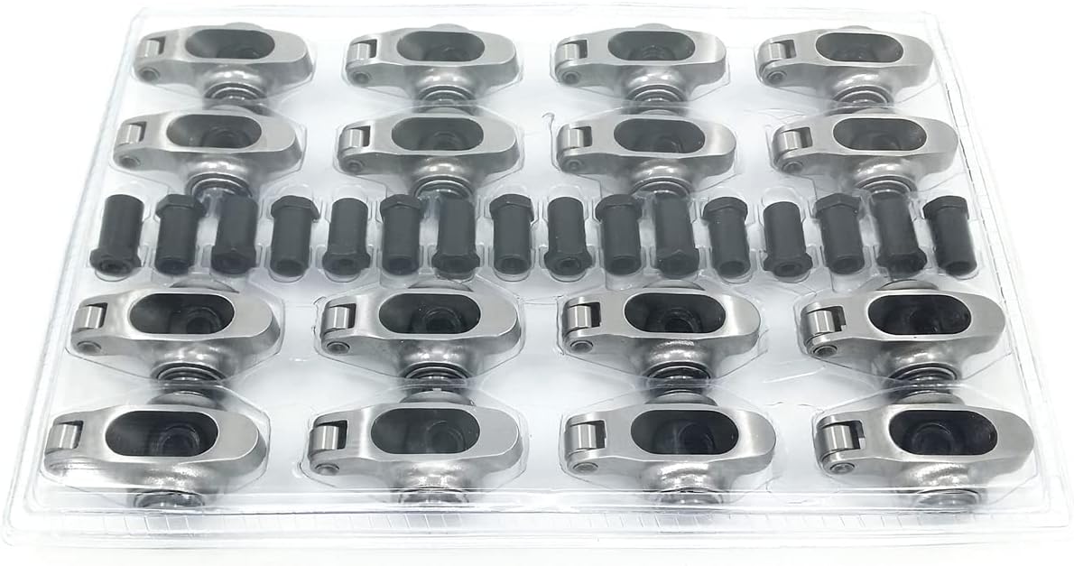 Partsflow 1.6 Ratio 3/8" Studs Stainless Steel Roller Rocker Arms For Chevy 400 350 327 16 Pack
