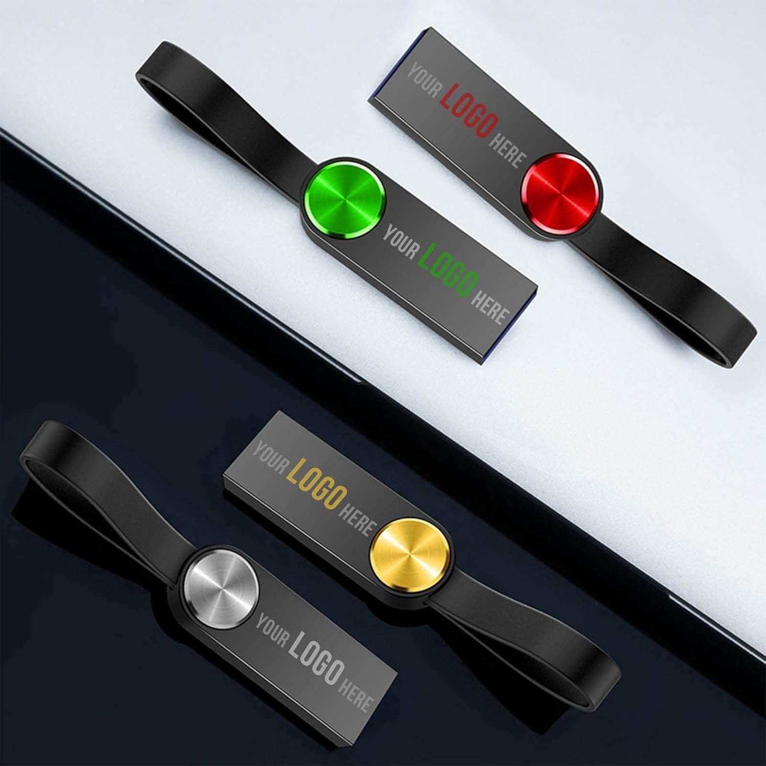 Custom Metal USB Flash Drive 16GB 500 Pack Personalized Thumb Drives USB 2.0,Disc Shape Customizable Memory Sticks with Logo Print for Office File Storage,Business Events