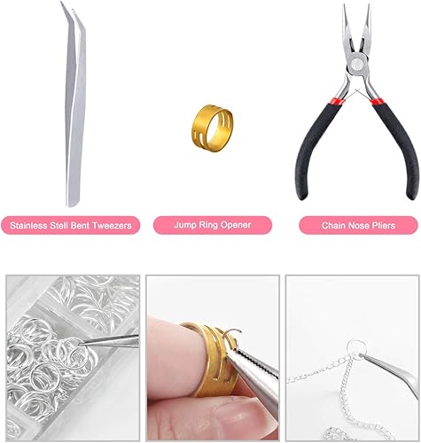 Miniatura 4 de PP OPOUNT Cadenas de joyería de 65 pies, cadenas de collar de 0.079 pulgadas (0.079 in), cadenas para hacer joyas con 960 anillos de salto, 40