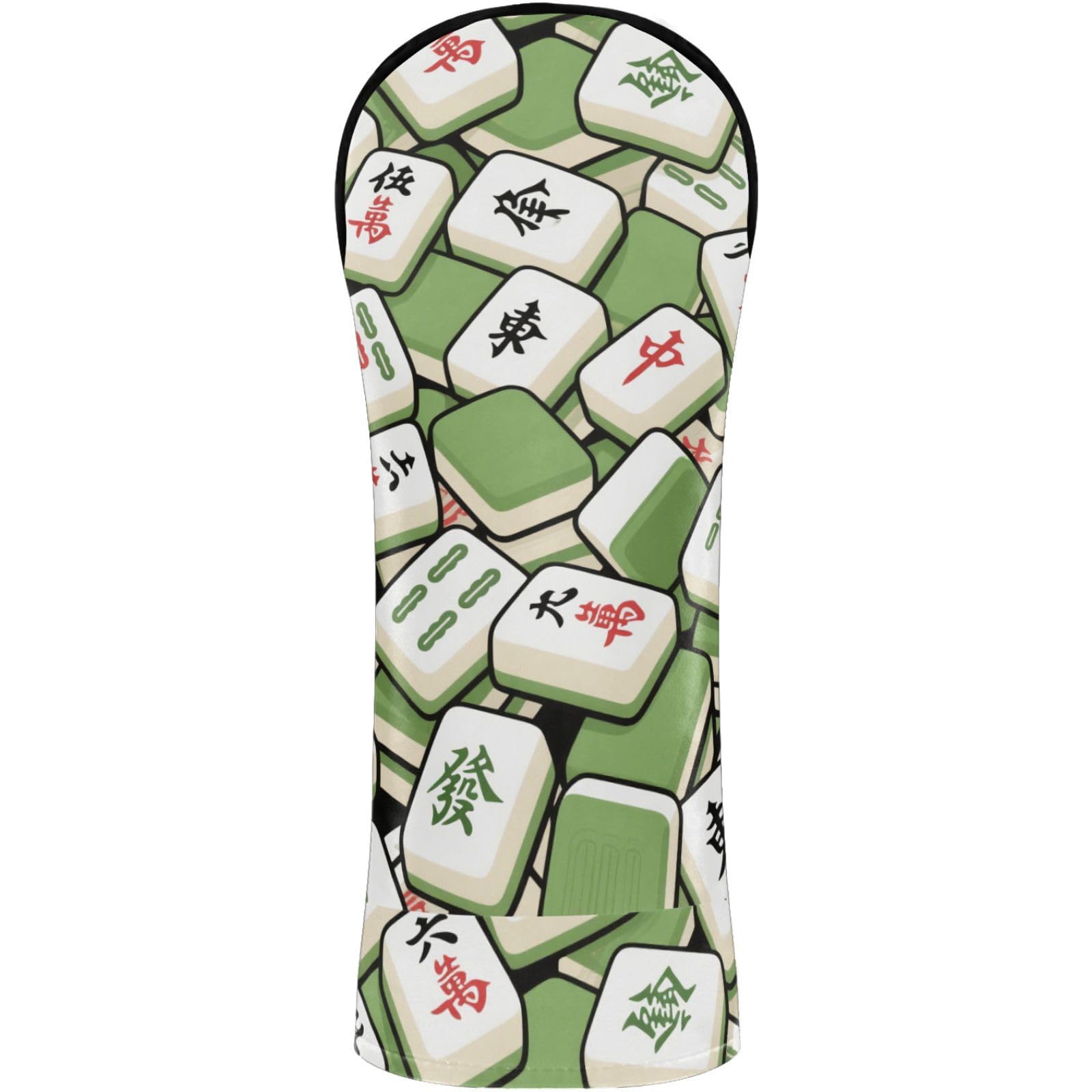 Golf Club Head Cover Headcover with Interchangeable No. Tags for Woods and Driver Fairway Hybrid Mahjong Chinese Green