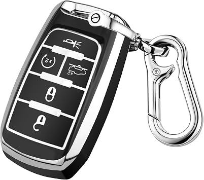 QBUC for Dodge Key Fob Cover Silver-Black