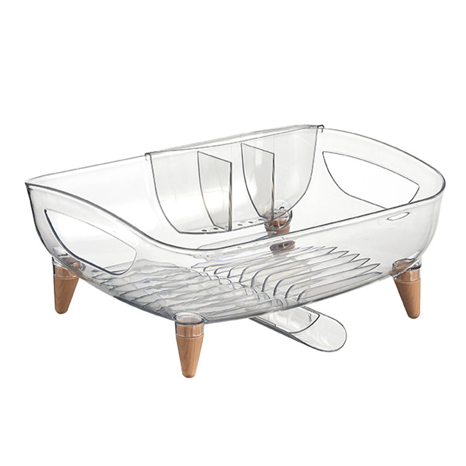 Kaeltsyn Space Efficient Rack with Tilted Drain and Removable Utensils Holder for Kitchen Counter Plate Drying Rack