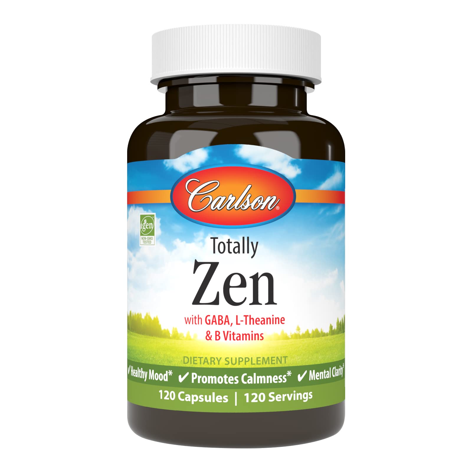 Carlson Totally Zen, GABA, L-Theanine, 120 Capsules 120 Count (Pack of 1)