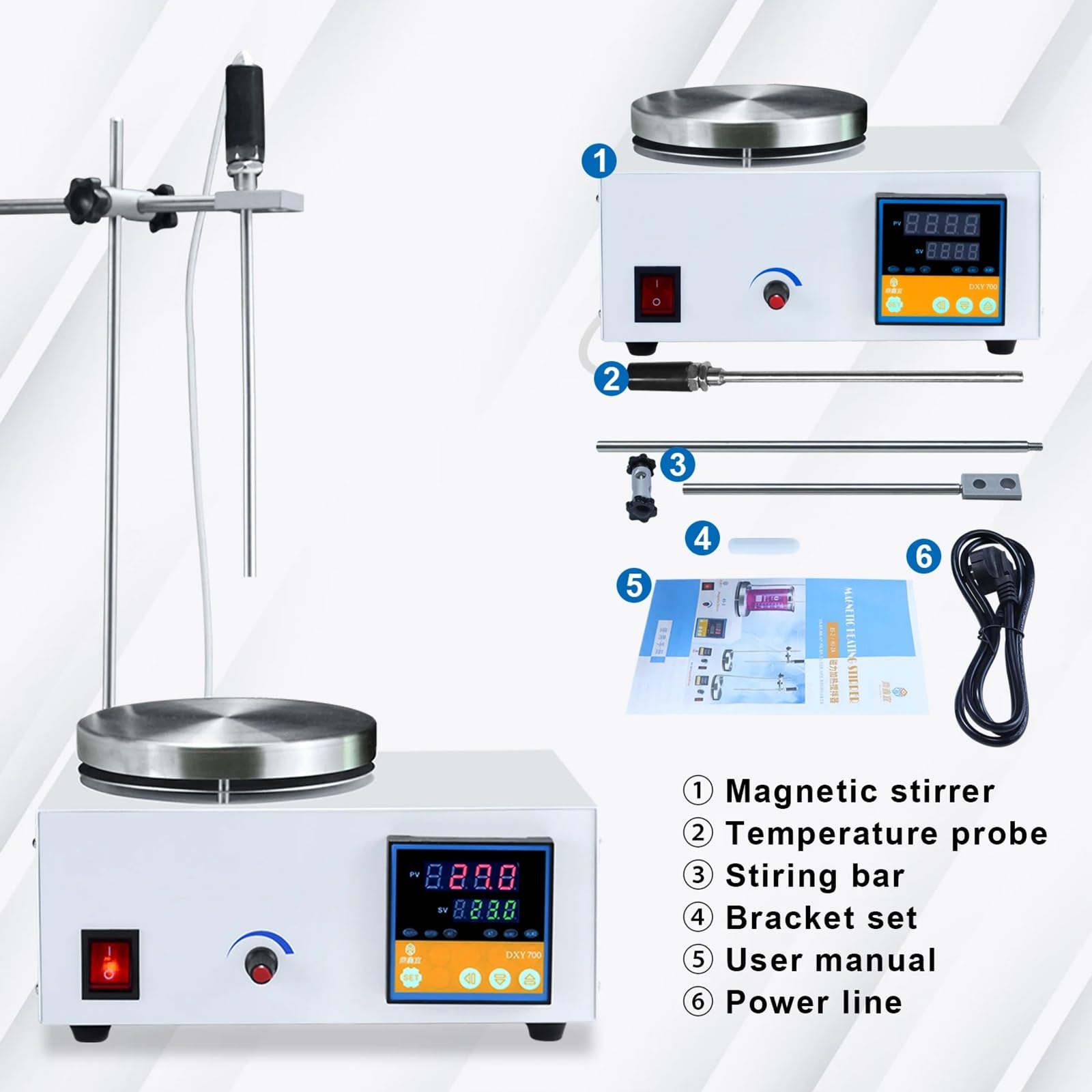 Agitatore magnetico per riscaldamento, miscelatore magnetico da laboratorio da 0 a 2500 giri/min, con piastra riscaldante digitale a LED, display della temperatura, miscelatore magnetico per