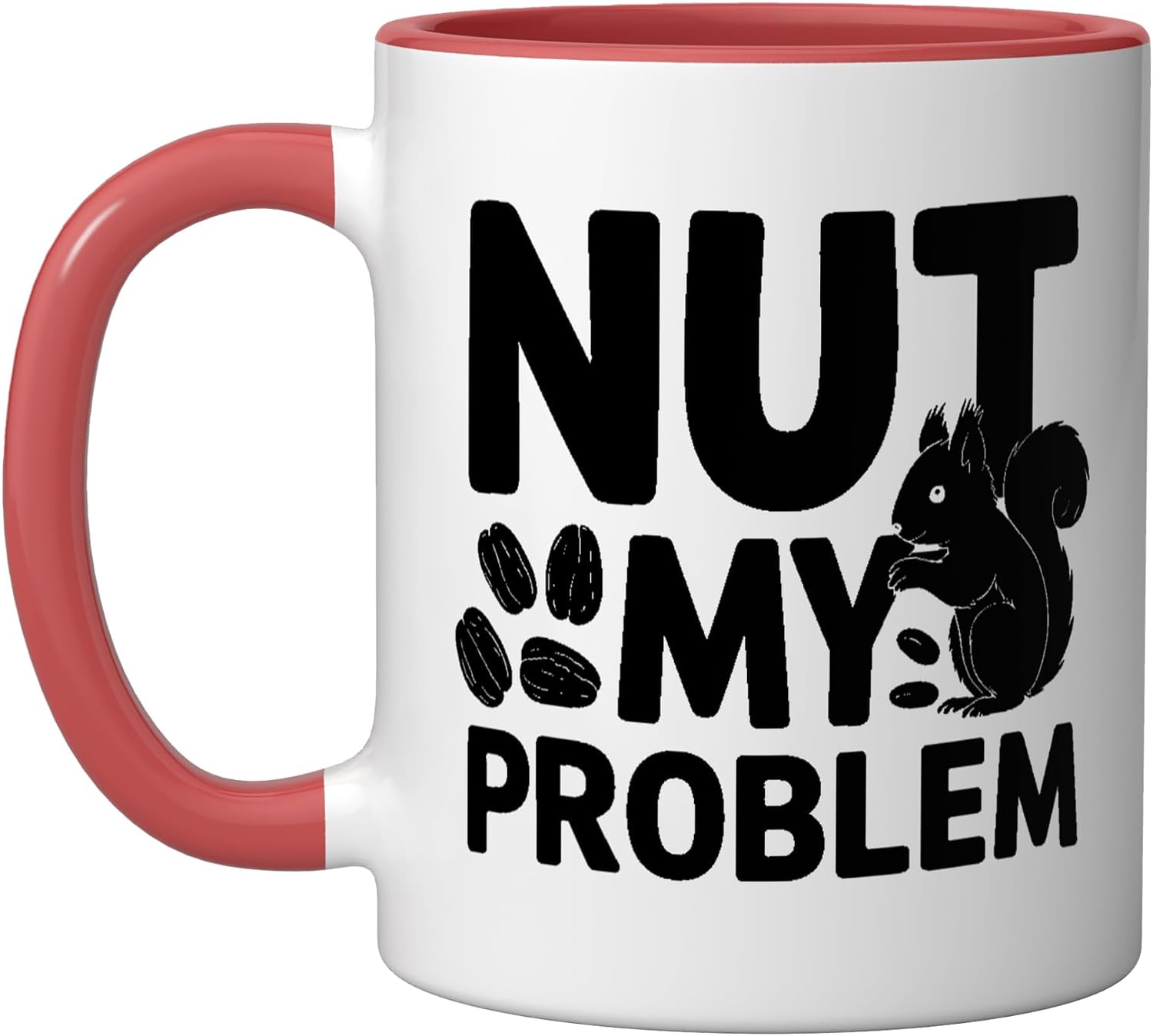 Nut My Problem Funny Squirrel Nut Allergy Ceramic Mug, Blue/White, 15oz image 5