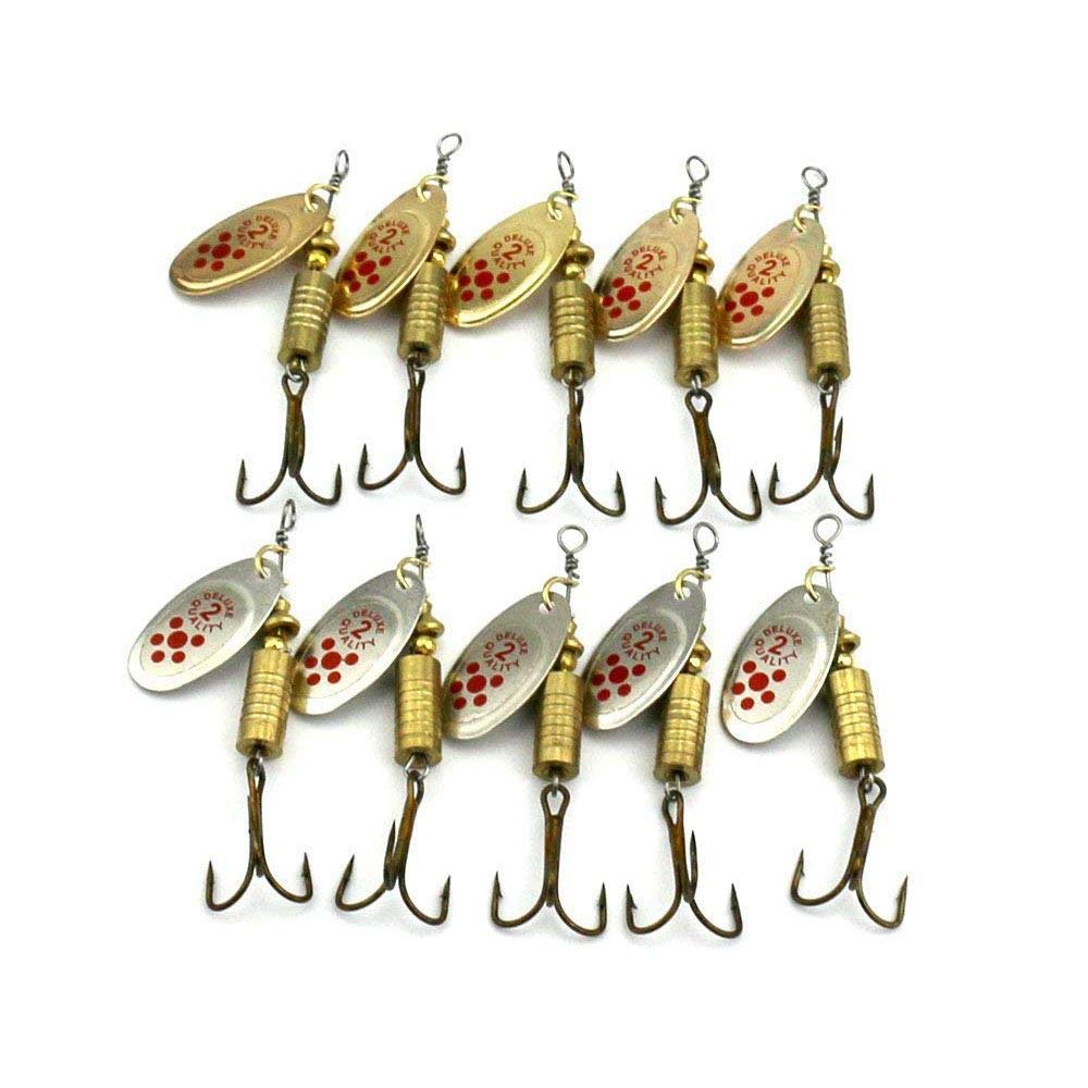 Cebo de pesca de 10 cucharas con cuchillas de 10 x 7 g, arrastre giratorio potente y cebo Barracuda trucha lubina