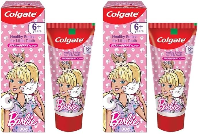 Colgate Kids Toothpaste For 6+ Years, Barbie, Strawberry Flavour, Gentle Protection Tooth Paste With 50% Lesser Abrasive Formula For Protecting Against Cavities, Enamel Protection- 80G (Pack of 2)-image-22