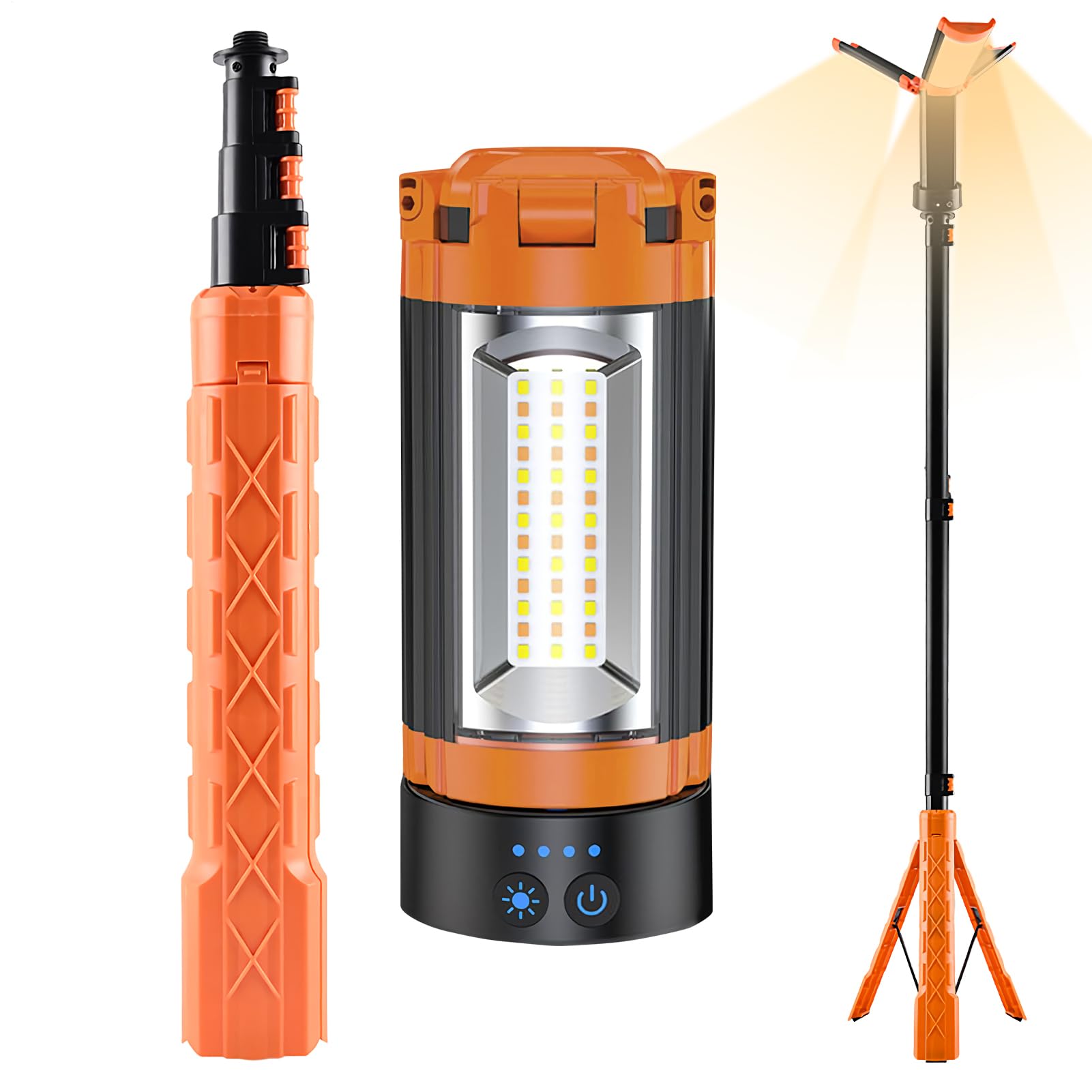Teleskopowa Latarka Kempingowa,Latarka LED na Kemping | 10000mAh Wodoodporna Przenośna Magnetyczna Latarka ze Statywem i Podstawą na Pikniki Outdoor