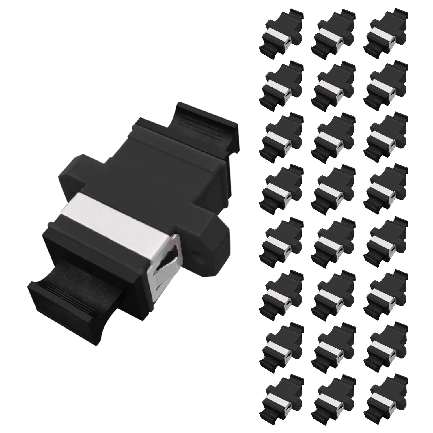 GwliUni 25Pcs MPO to MPO Fiber Optical Patch Cord Couplers, Black MPO Cable Jumper Connector Adapter, Key up to Key Down for for Single and Multi Mode 40G 100G 8/12/24 Core MPO Fiber Connection