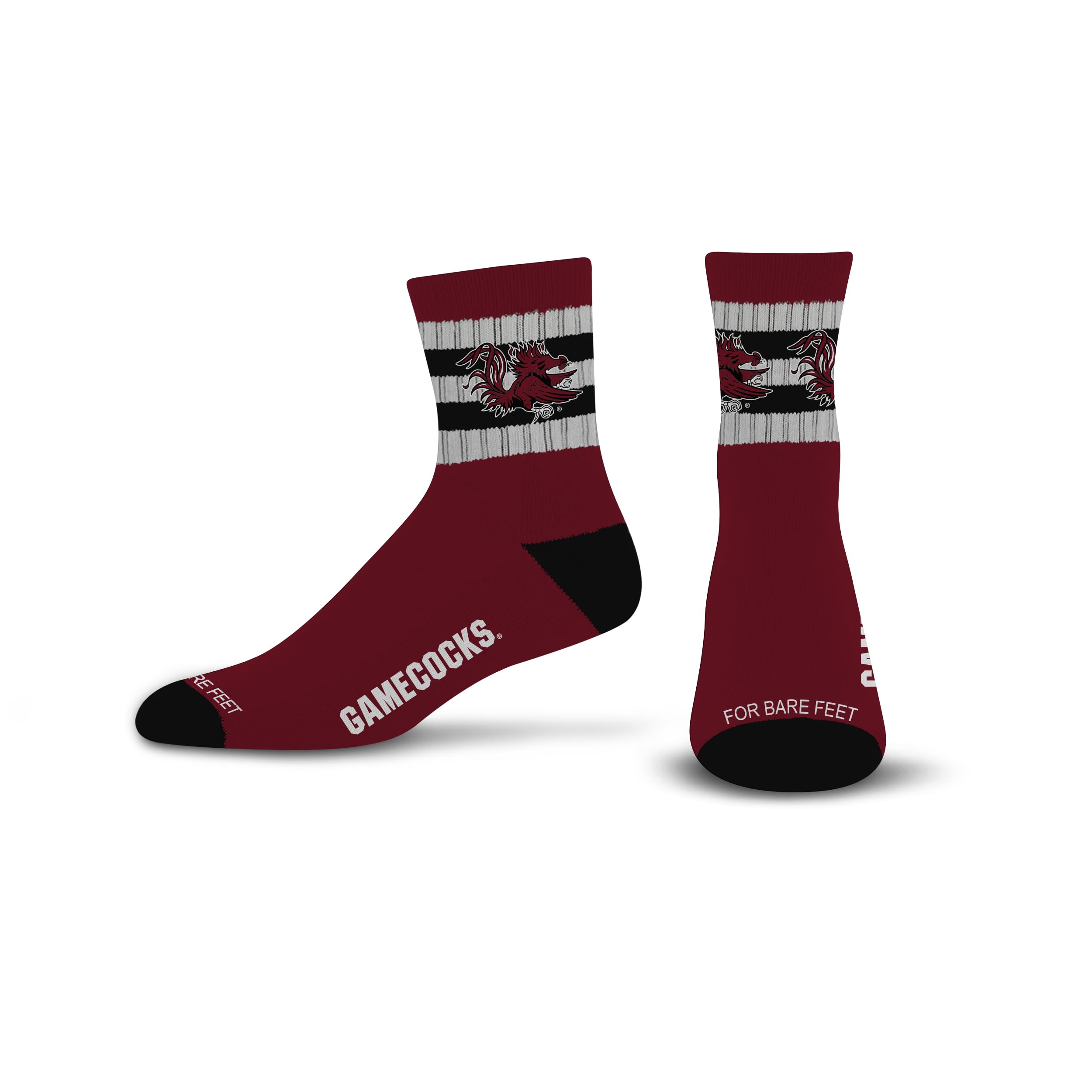 For Bare Feet Men's 5 Stripe Logo Quarter Sock