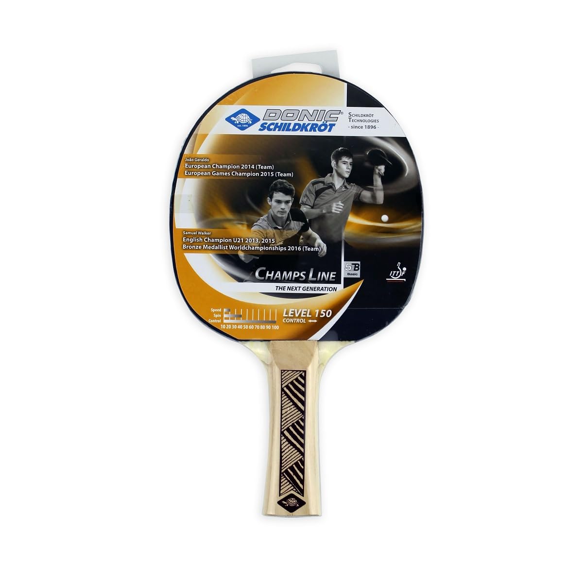 Donic-Schildkröt Table Tennis Bat Champs Line 150, Pimples Inside, Jade Rubber Pad - ITTF, 705116, Medium