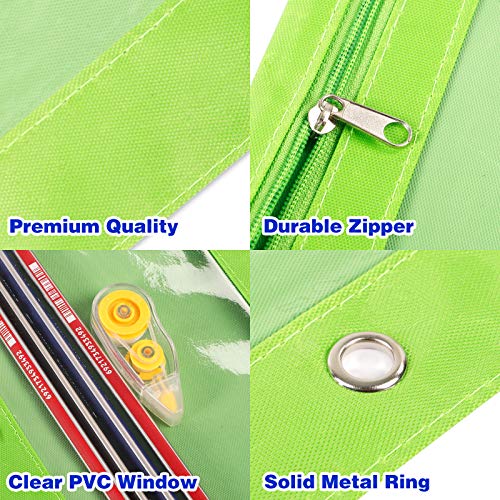 Eoout 8 Pack Binder Pencil Pouches, Pencil Pouch For 3 Ring Binder, Multi-Color 10X7In Zipper Pencil Bags Bulk With Clear Window For School Supplies, Office Supplies #TOP2