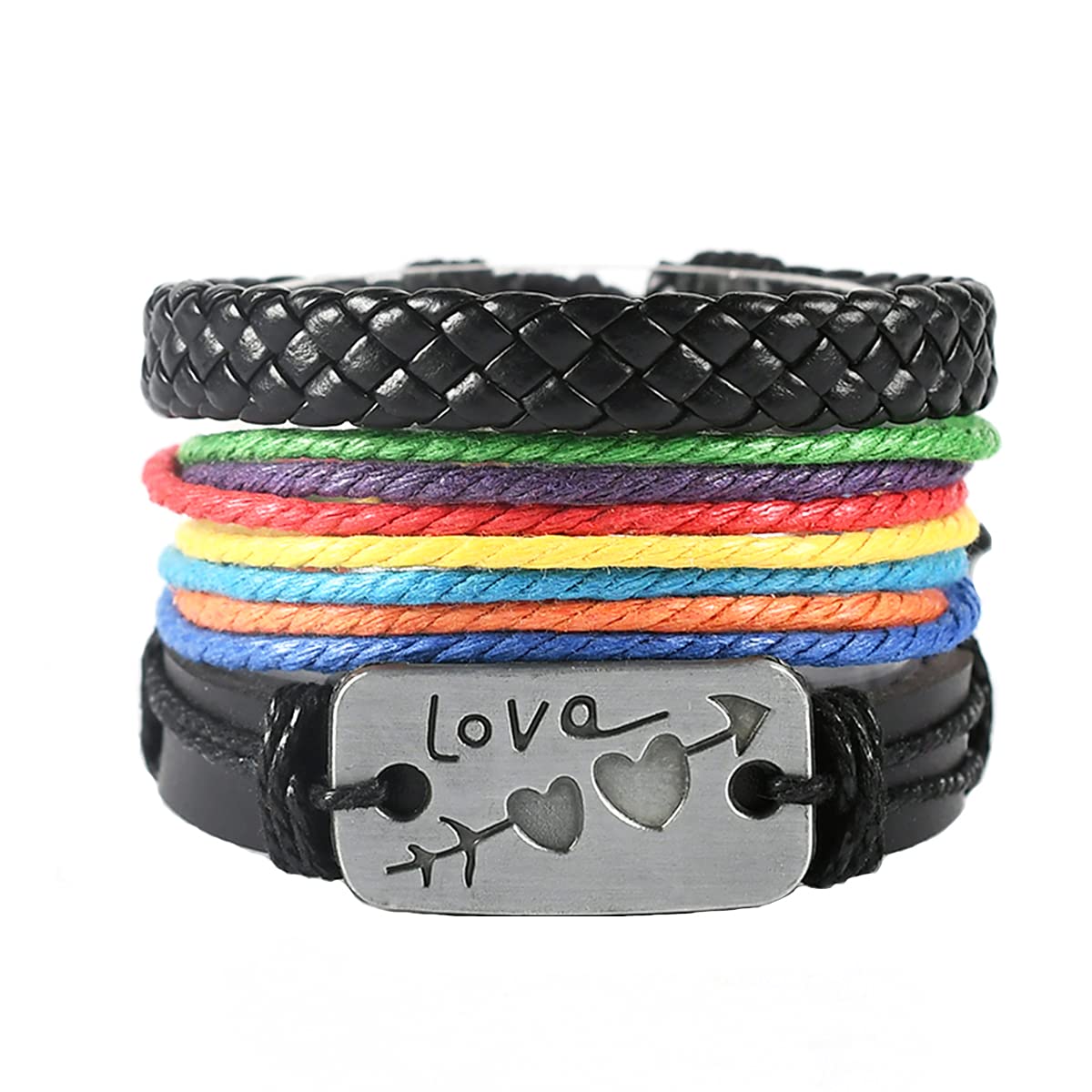 Mixed Wrap Leather Wristbands Bracelets and Wood Beads Weave Bracelet Set for Men Women Adjustable 4Pcs Beads Braided Leather Believe Charm Bracelet for Men