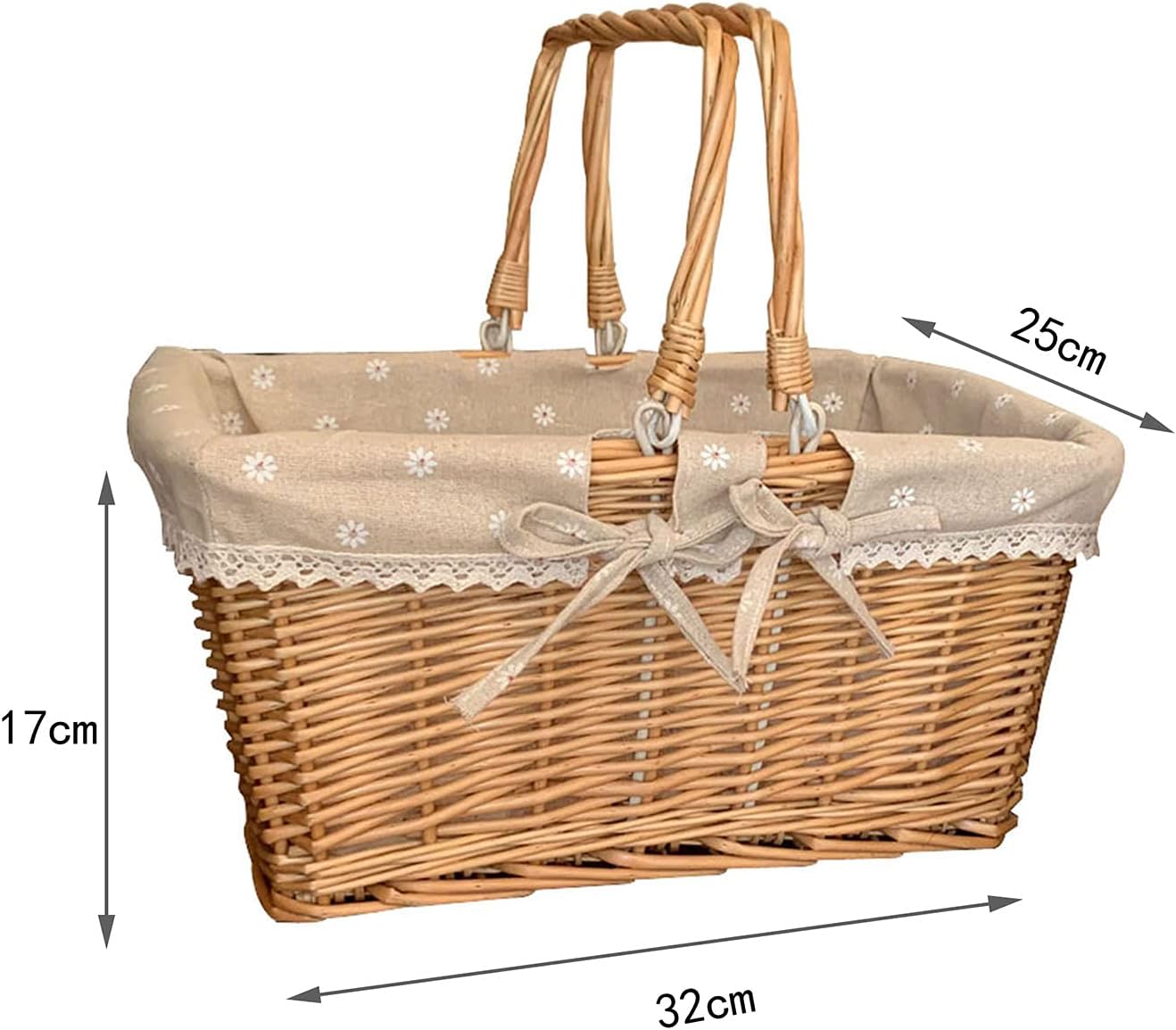 Storage Basket,Picnic Woven Wicker with Double Folding Handles | Easter | ​of Eggs and Candy