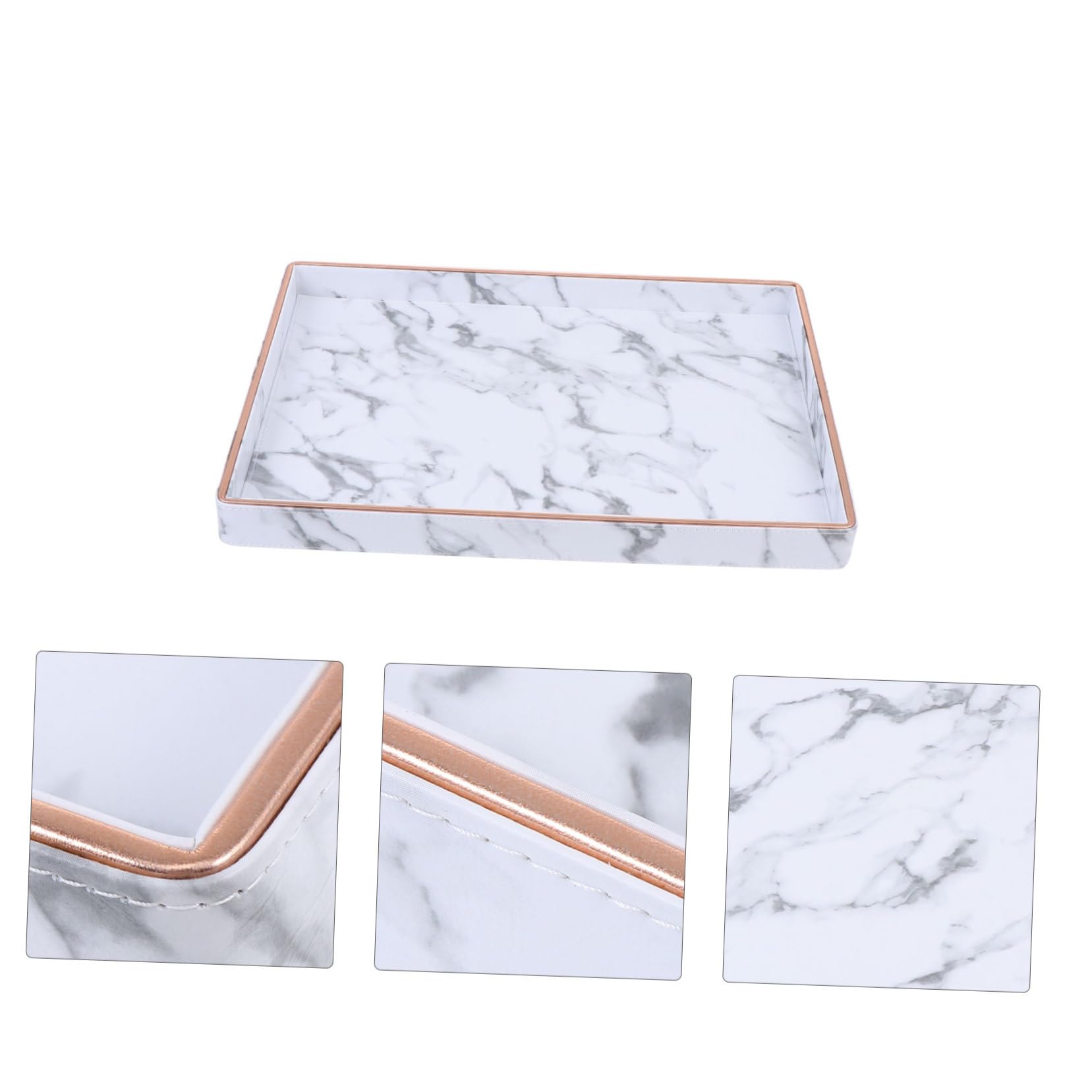 PRETYZOOM Bandeja de Almacenamiento Vetas de Mármol de Cuero, Organizador para Baño y Joyas, Resistente al Desgarro, Adecuado para Perfume y Tocador