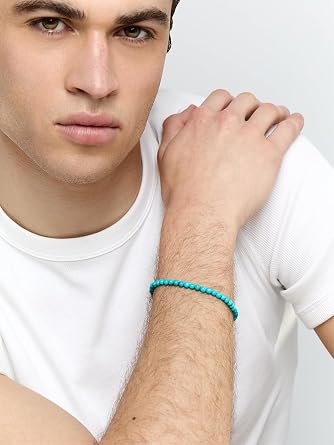 4mm Round Turquoise Beaded Bracelet