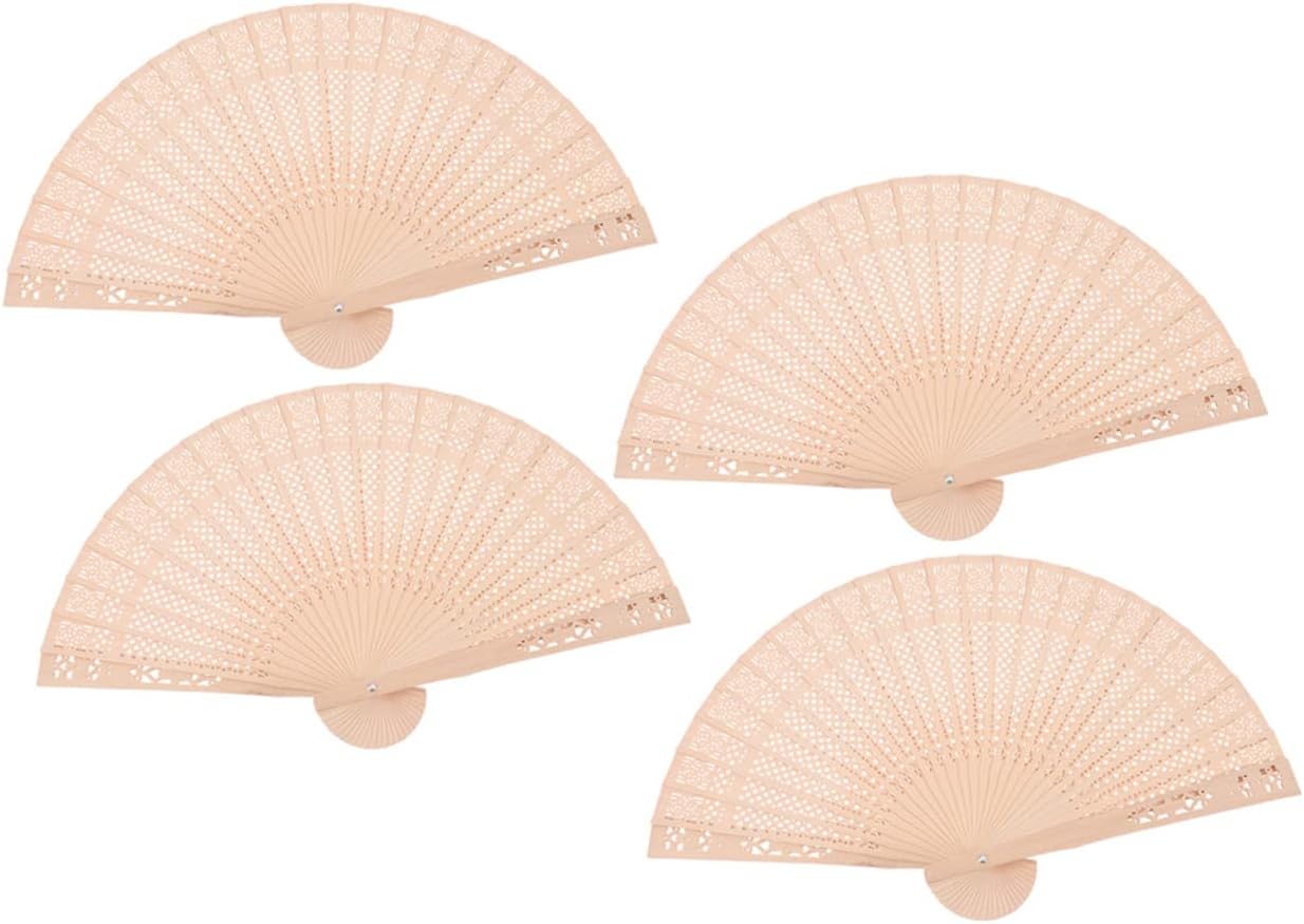 MAGICLULU 8pcs Wooden Folding Fans Handheld Decorative Fans Vintage Chinese Style Hollow Design for Stage Shows DIY Projects and Summer Cooling