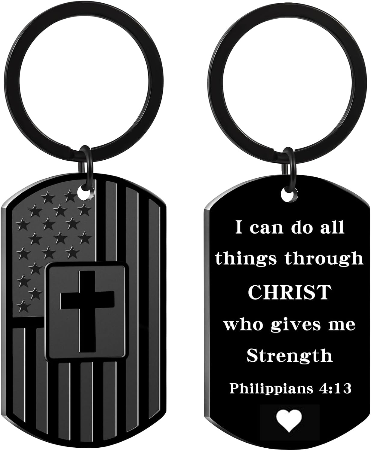 Christian Gifts for Men Boys, Bible Verse Dog Tag Cross Keychain for Birthday Christmas, First Communion Baptism Gifts