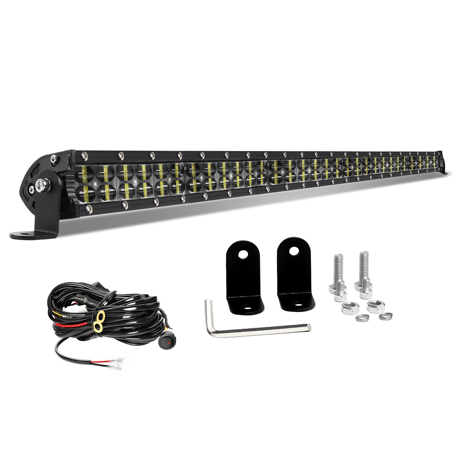 CO LIGHT Barre LED 32 Pouces Double Rangée Faisceau Combiné pour Conduite Tout-Terrain avec Supports de Fixation et Réflecteurs 6D Adaptée aux Camions Voitures Cabines Bateaux ATV/UTV