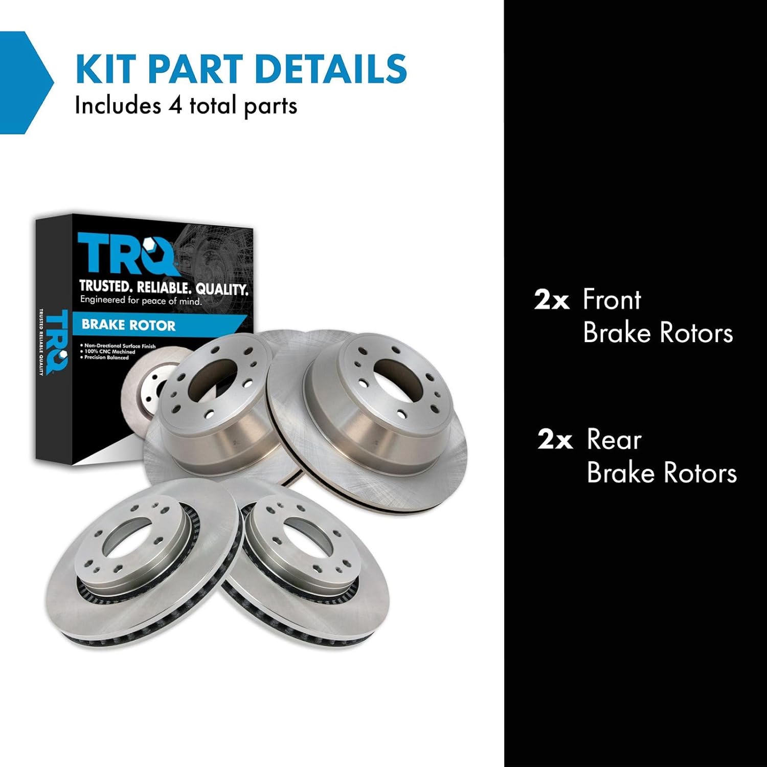 TRQ Front & Rear Brake Rotors Set Compatible with 2006-2007 Buick Rainier 2006-2009 Chevrolet Trailblazer GMC Envoy 2006-2008 Isuzu Ascender