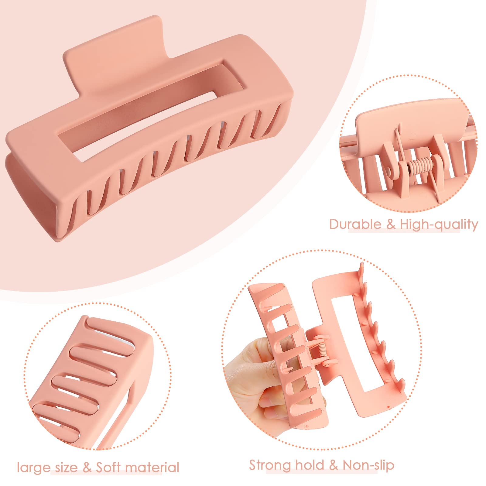 Mollette grandi per capelli da 10 cm, 8 fermagli rettangolari per capelli grandi, per capelli spessi e rettangolari, in acrilico, accessori per capelli per donne e ragazze (colore chiaro)