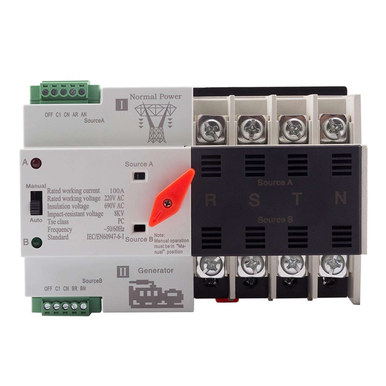 ATS 220V commutateur de transfert automatique 4P avec basculement ultra rapide pour maison