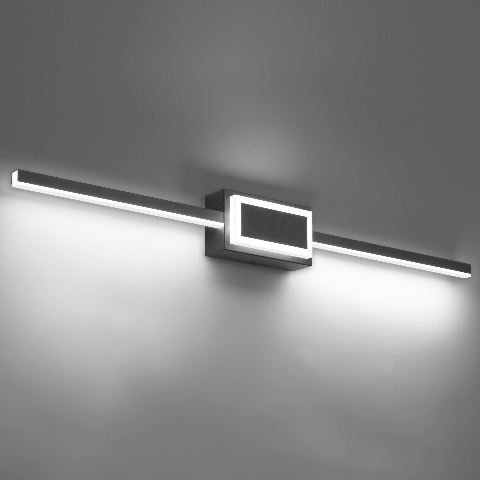 ZUZITO LED Bathroom Light Fixtures 40in Modern Black 24W Dimmable Vanity Lighting for Bath, Cool White Light 6000K