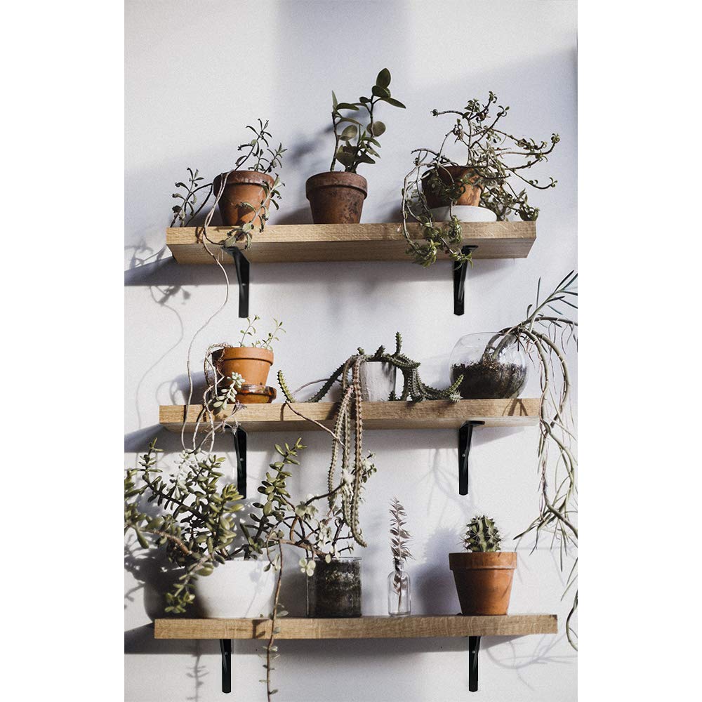 Buy Shelf Brackets 14 inch, Heavy Duty Floating Shelf Bracket for Open Shelving, Black Metal L