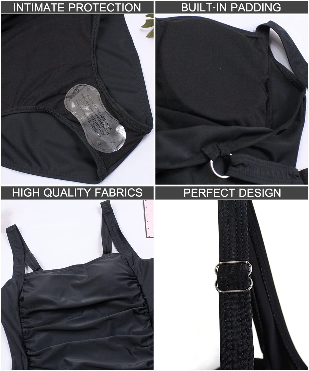 Bañador Reductor Mujer Barriga Trajes de Baño Una Pieza Bañadores de Reducir Barriga Cintura Alta Traje de baño de una Pieza para Mujer Sexy Traje de baño con Cuello en U Conjuntos de Bikinis
