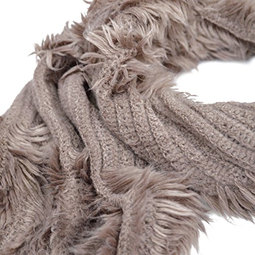 Super Soft Premium Knit Faux Fur Solid Color Warm Fringe Scarf - Diff Colors3