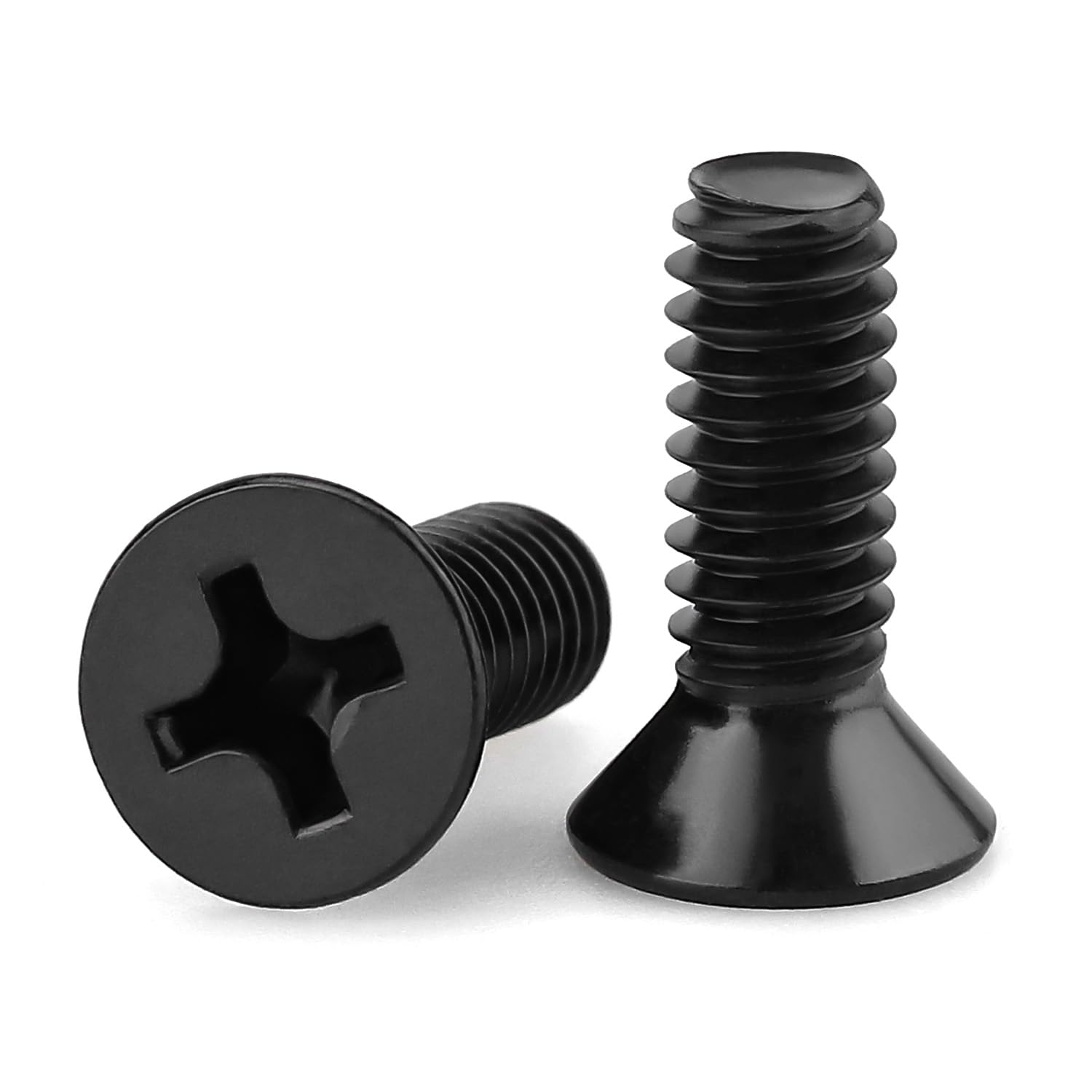 View 1 of #6-32 x 1/2" Machine Screws, Phillips Flat Head, 304 Stainless Steel 18-8, Black Coated, Countersunk Screws for Computer Case, Electronics, DIY, 100 PCS