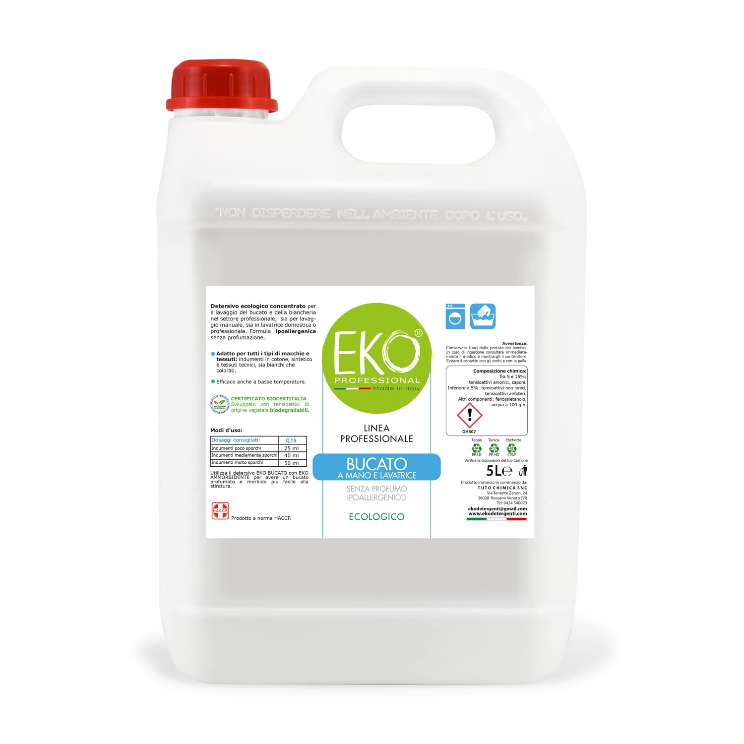 Detersivo Lavatrice Professionale, Eko Professional - Ecologico 5L