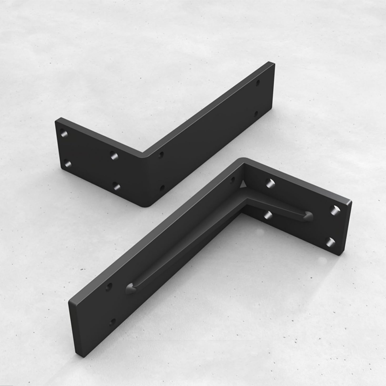 2x Soportes para Estantes Pesados,Escuadras para Estanterias de Metal,5 mm Grosor,Soporte para Estanterías Triangulares de 90 Grados Angular para Cocina Libros,con Tornillos (45cm,Negro)
