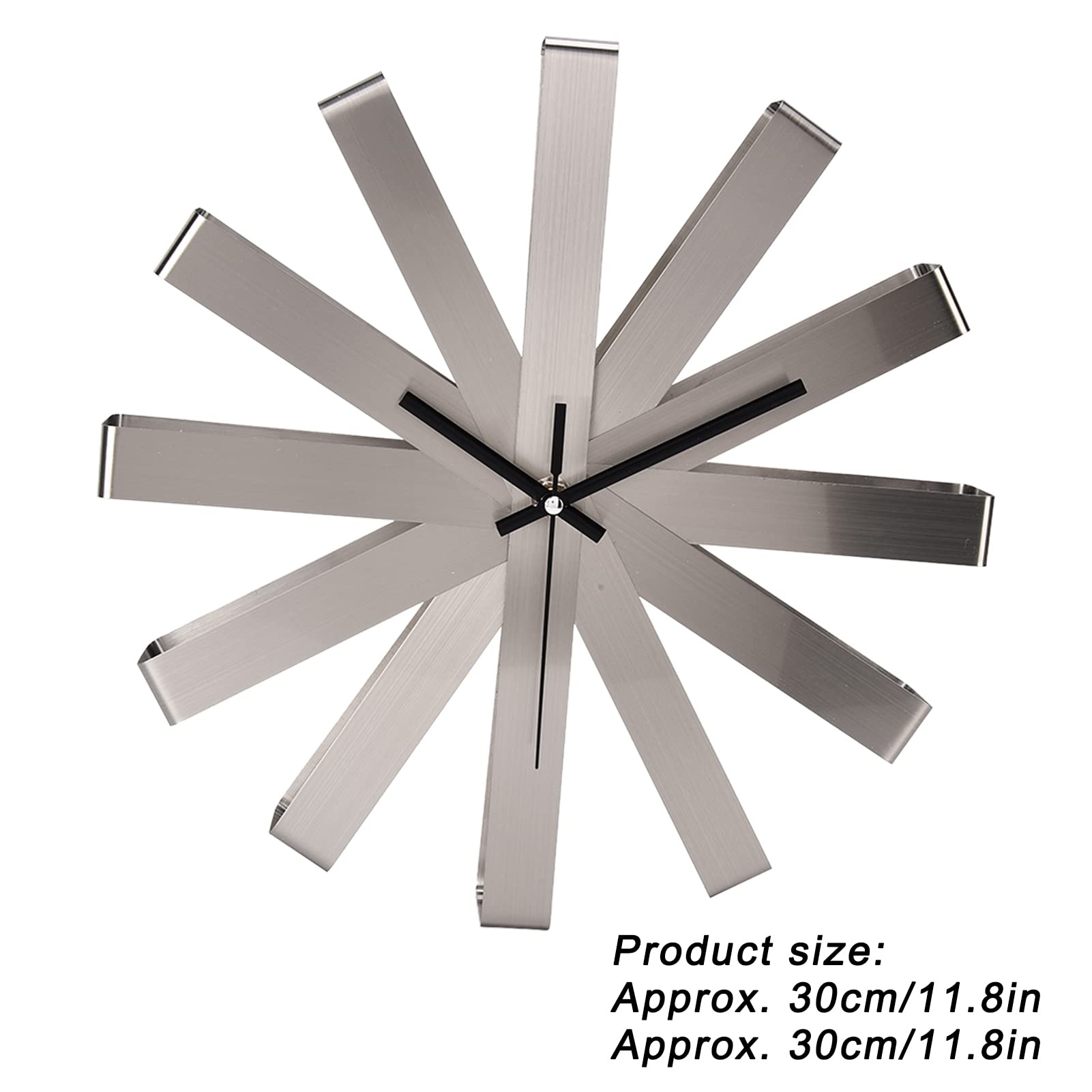 Agatige Ribbon Moderne Wanduhr, 30 cm, geräuschlose Hängeuhr, Durchbrochene Edelstahl-Wanduhr, gut lesbar, für Schlafzimmer, Wohnzimmer, Büro und Schlafzimmer