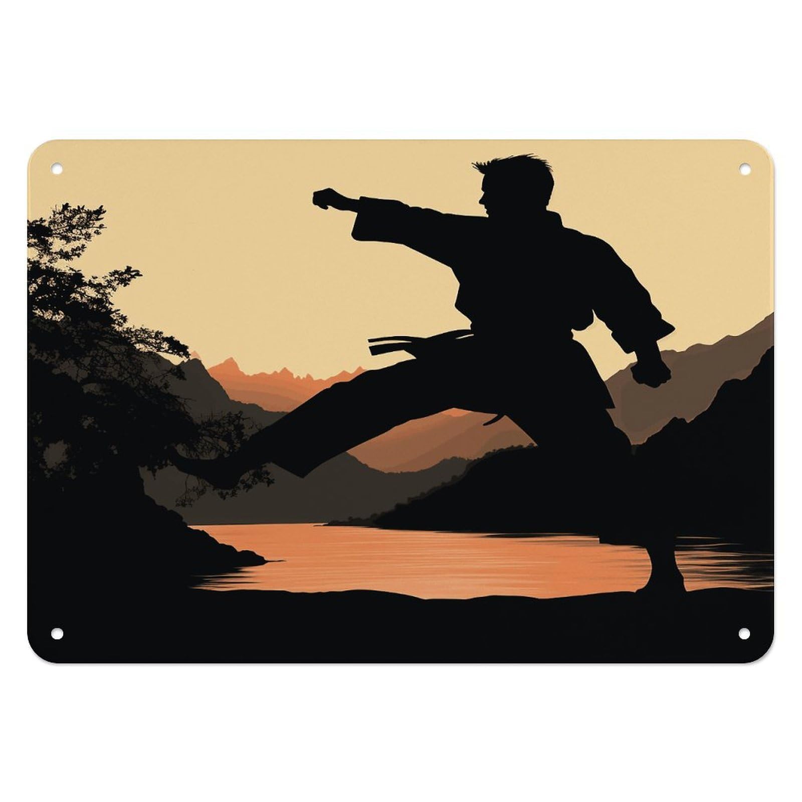 Fekiloot Style Karate Wall Decor Iron Painting Metal Sign