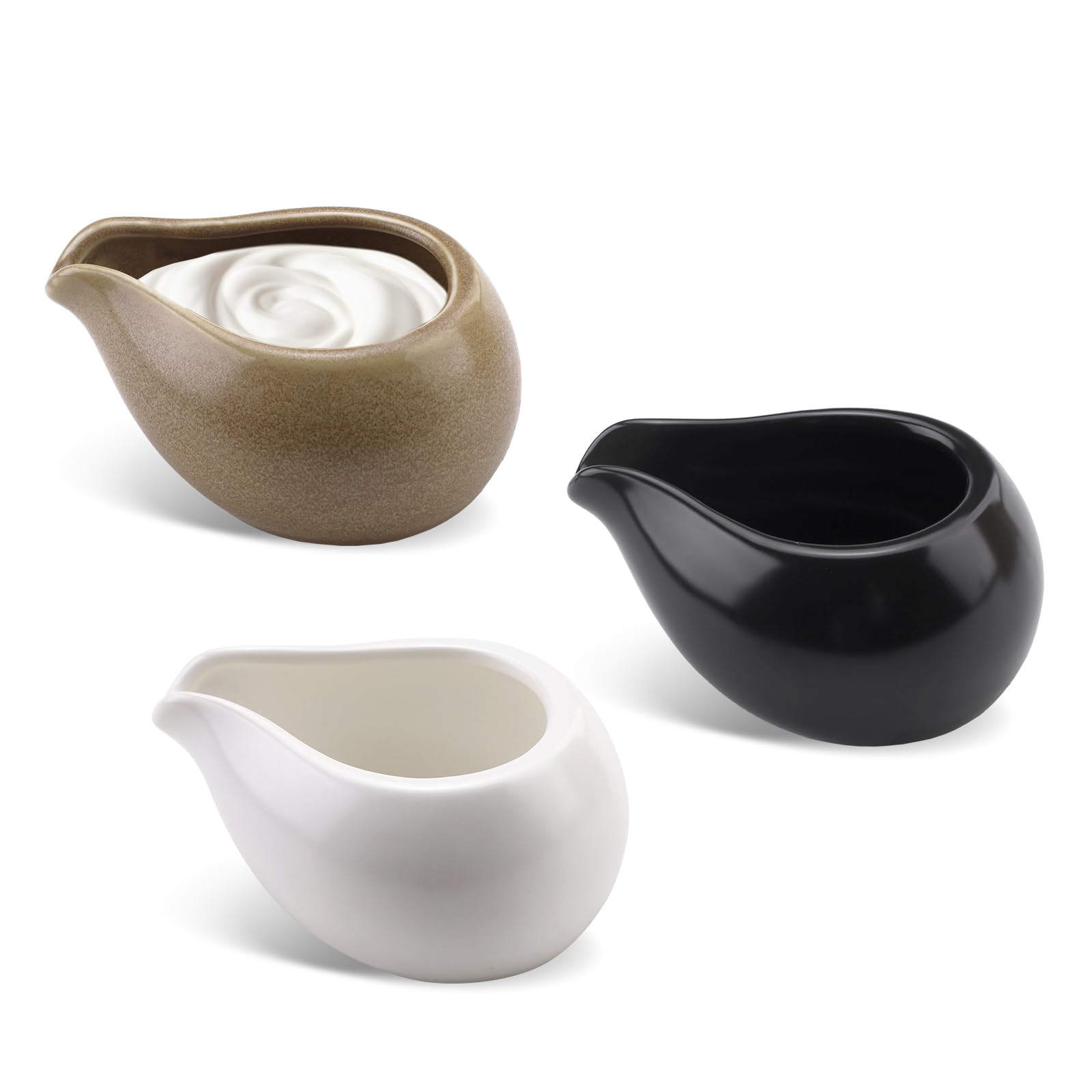 Mini saucière en porcelaine pour vinaigrette et café de table lot de 3 pichets