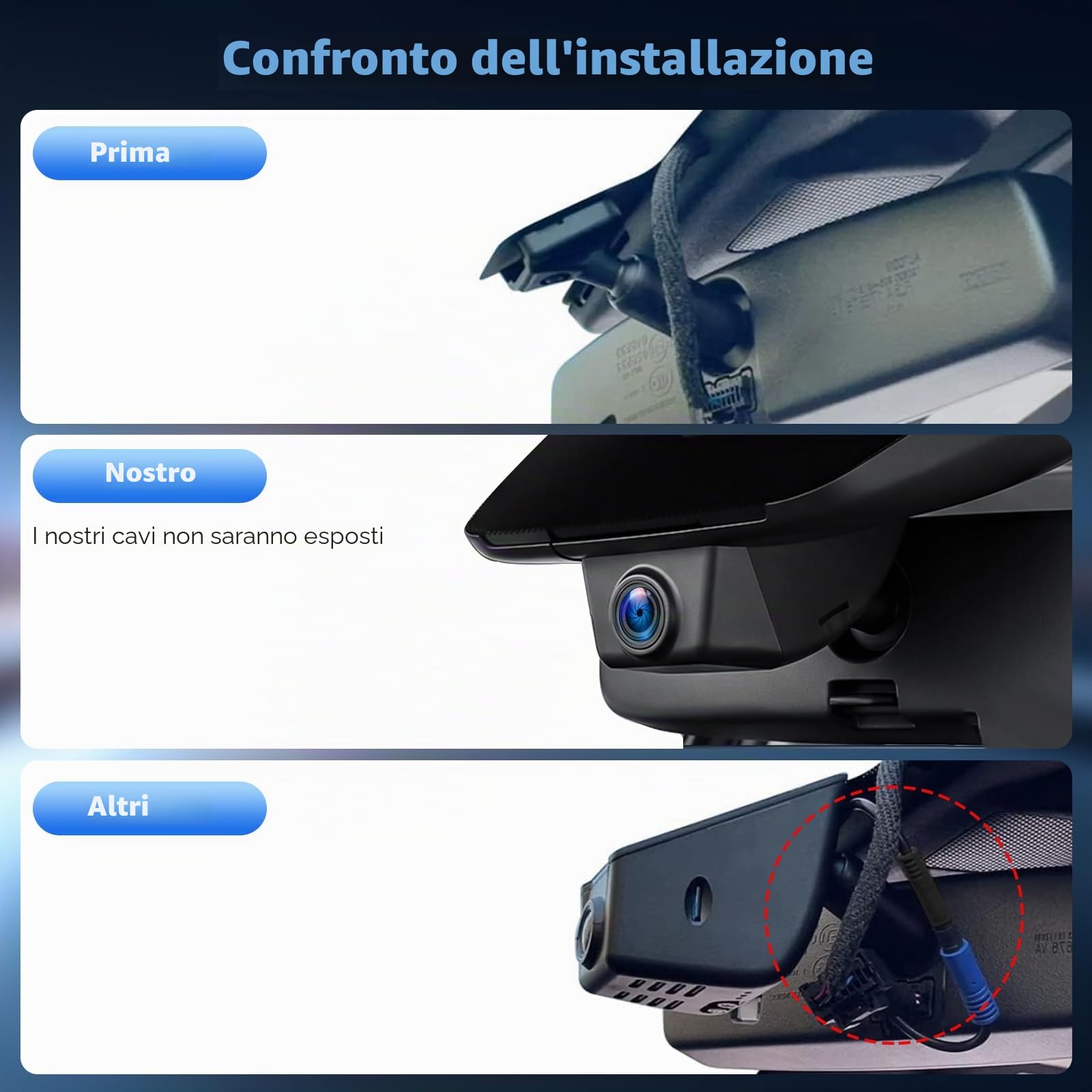 Dashcam Per Mazda CX-5 2019-2025 e CX-9 2020-2024 DashCam 4K con WiFi di Qualità OEM, con App di Controllo, Funzione di Visione Notturna, Telecamera di Retromarcia e Sensore G; Include Scheda TF 64GB