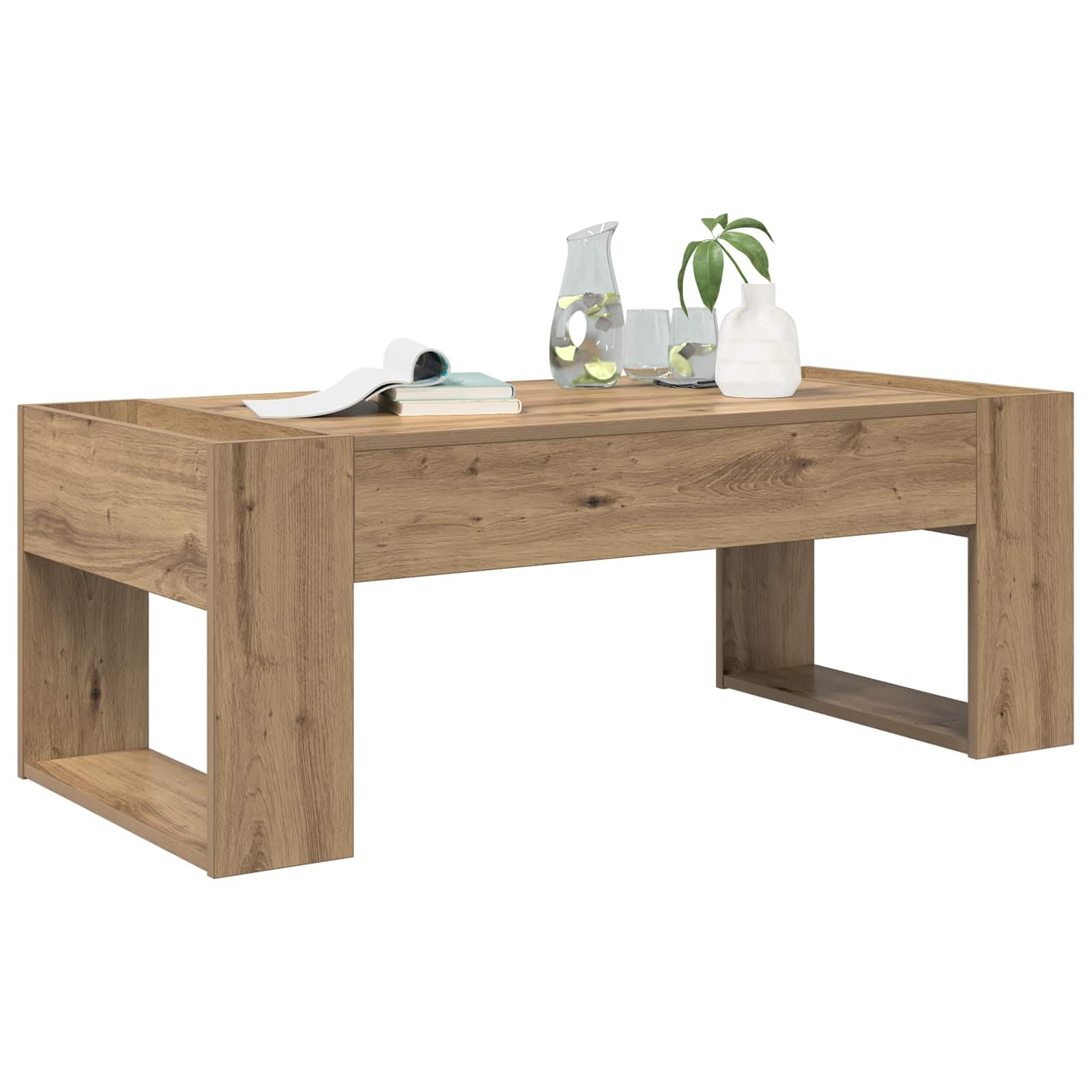 Hothingwell Rechteckiger Couchtisch, 110 x 50 x 41 cm, Holz | Schlichtes Design für Wohnzimmer, robuste Konstruktion, einfache Montage für 2 Personen, einfache Pflege mit feuchtem Tuch