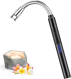 Rechargeable Lighter - Flameless Electronic Lighter with LED Battery Display, Windproof Candle Lighter | Long Flexible Neck USB Lighter for Light Candles Stoves Camping Barbecue Kumprohu