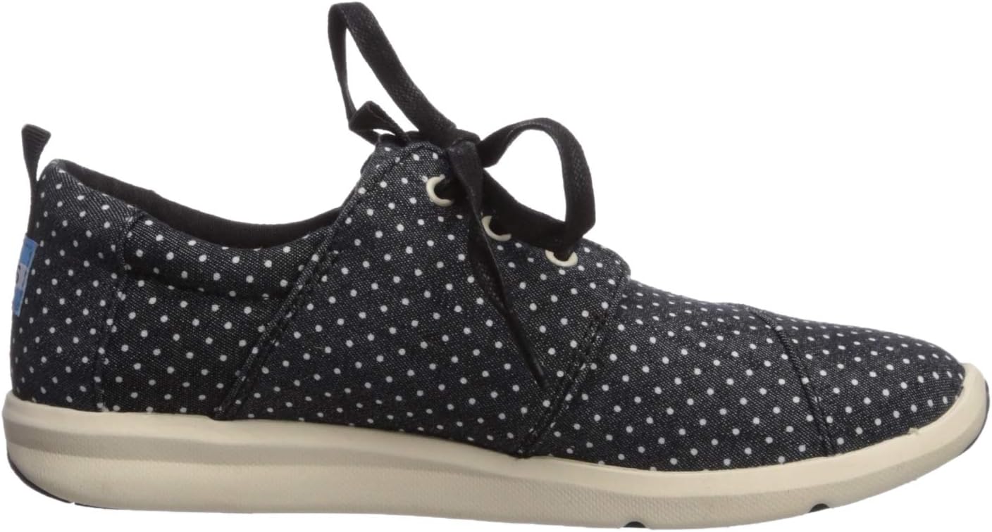 TOMS Womens Del Rey Lace Up Sneakers Shoes Casual - Grey Black Canvas Polka Dot 10 Medium US
