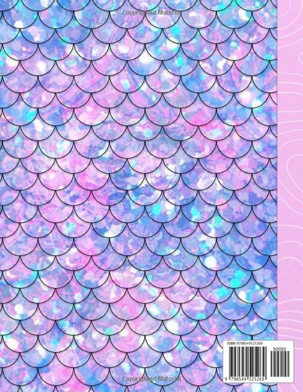 Miniatura 2 de Primary Composition Notebook Pretty pink & Blue Mermaid Glitter patternRuled Journal for Grades K-2 with Dotted Midline and Picture Space