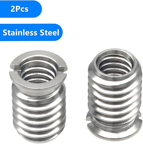 Miniatura 4 de Adaptador de tornillo convertidor de rosca hembra de 14"-20 a macho de 38"-16 de acero inoxidable 2 piezas 14mm de altura