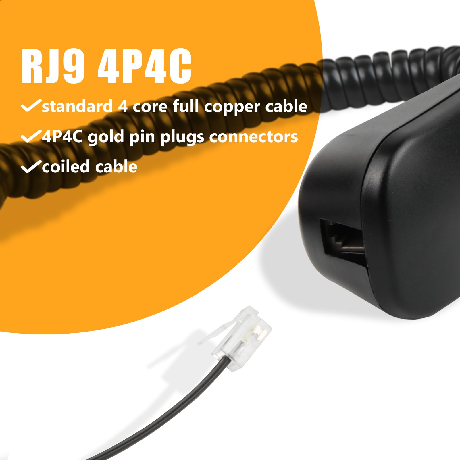 Uvital 3 Meters Telephone Phone Handset Cable, 1Pack RJ9 Coiled Cord for Home Landline, Black, 3 m (1 Pack) - Image 4