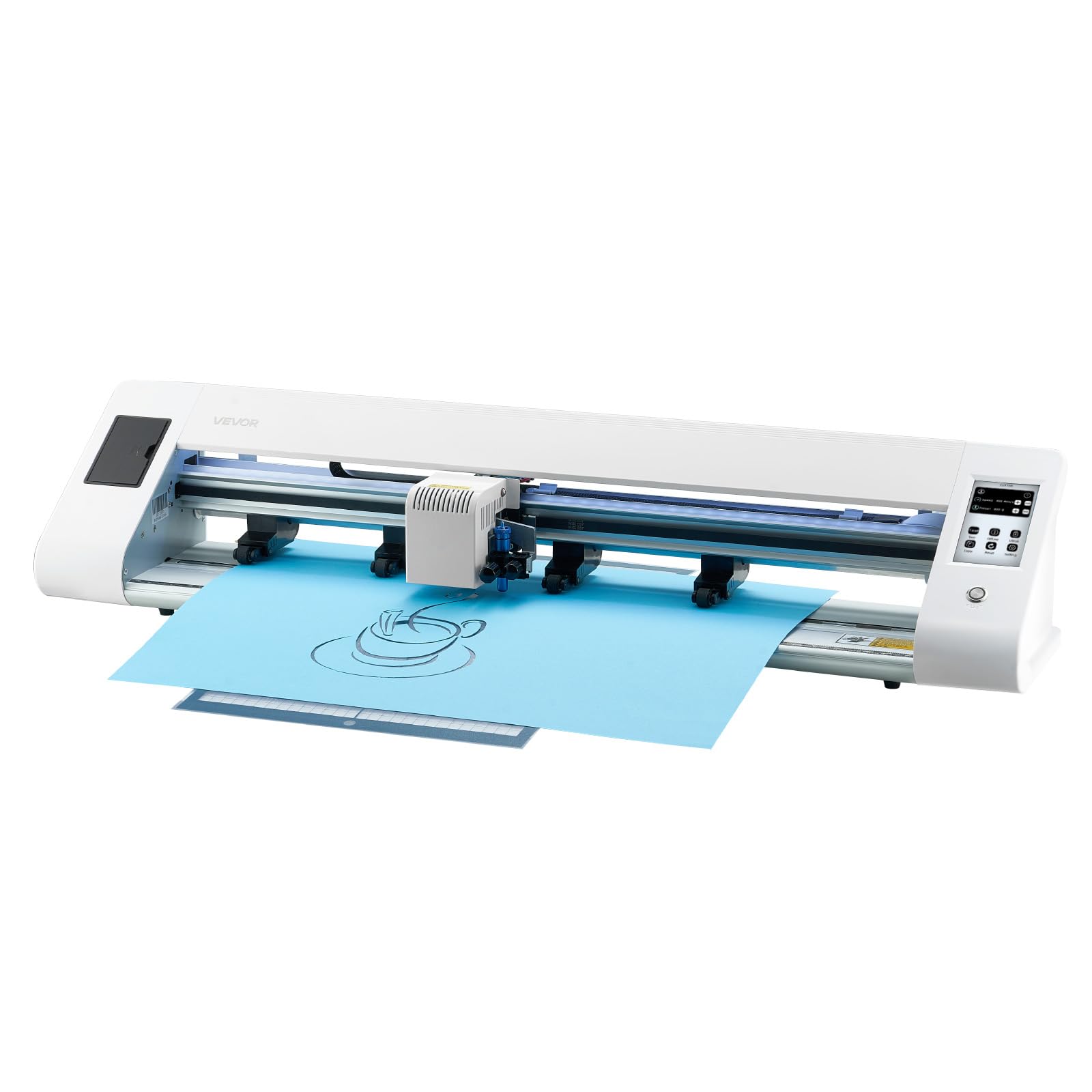 VEVOR Vinylschneider (60 cm Schnittgröße) mit automatischer Kantenerkennung & Designsoftware & 2 Klingentypen & Materialien, kompatibel mit SVG/EPS/PLT, für individuelle DIY-Bastelarbeiten
