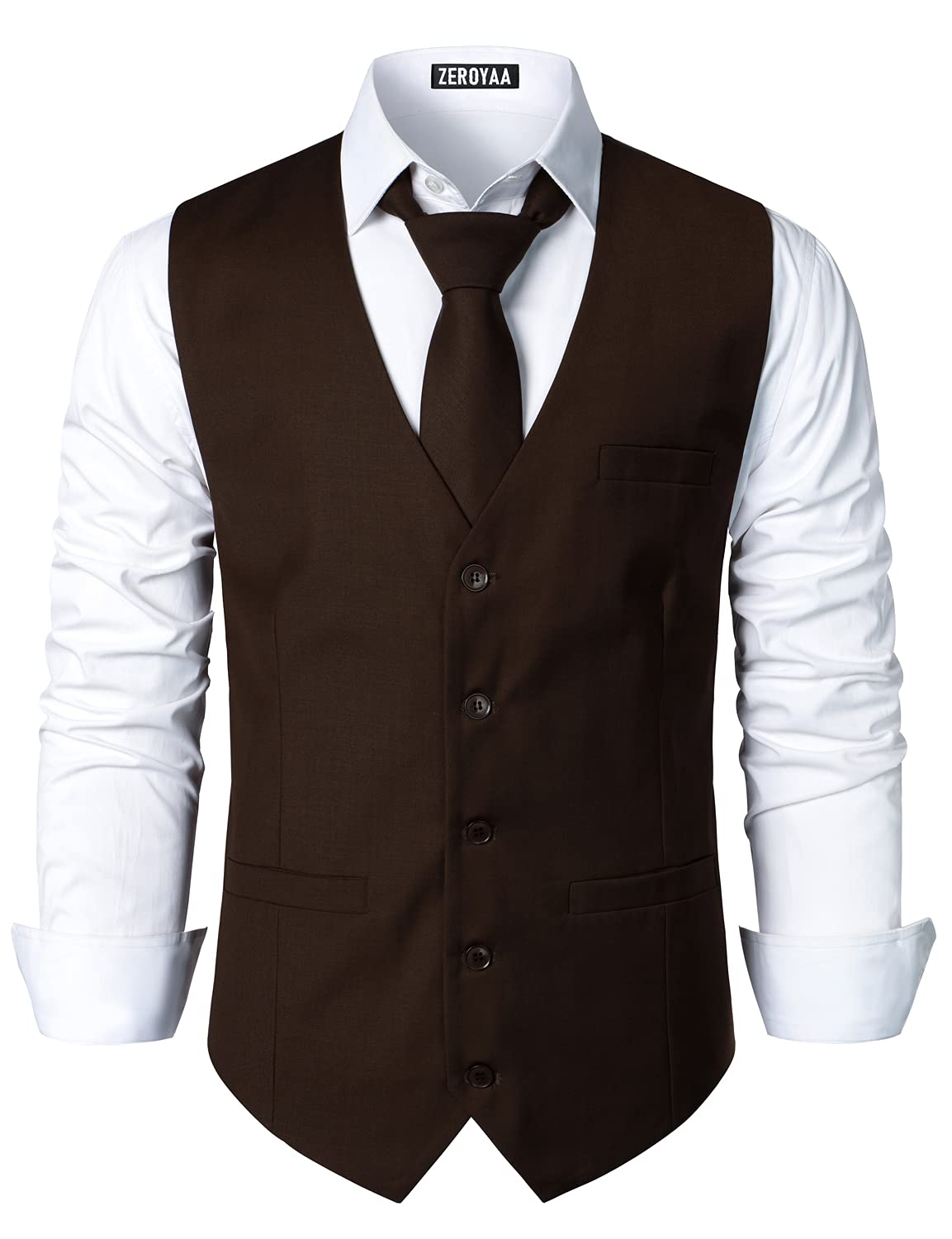 ZEROYAA Men's Urban Design Business Formal Dress Vest