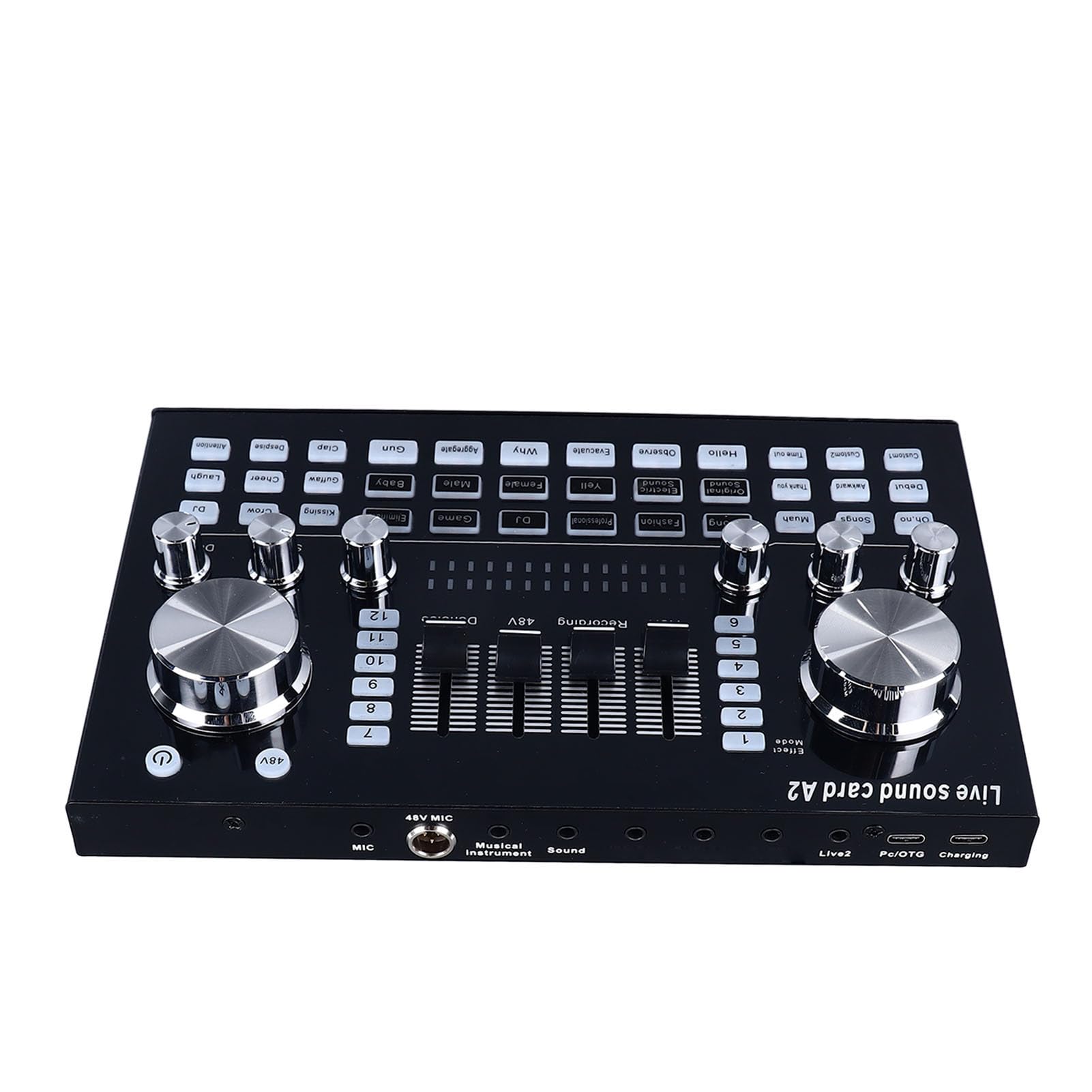 Mezclador de Audio de Tarjeta Sonido en Vivo, Equipo Podcast Interfaz Audio Bundle PC Teléfono Móvil Universal con Procesamiento Avanzado para la Transmisión Grabación 48V, Sonido Superior