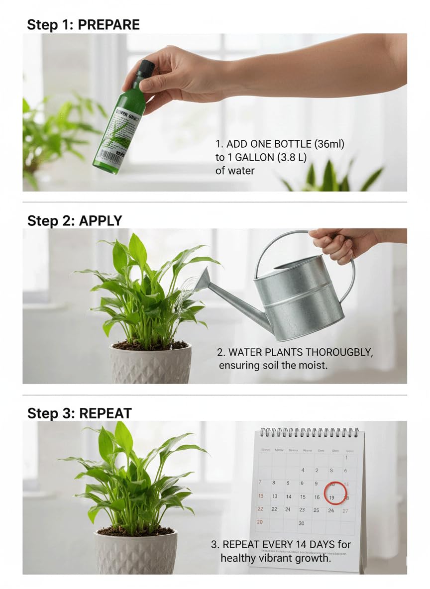 Super Green Lucky Bamboo Fertilizer (40 Bottles/ 4 Case Bulk Pack) – Ready-to-Use All-Purpose Plant Food for Vibrant Growth