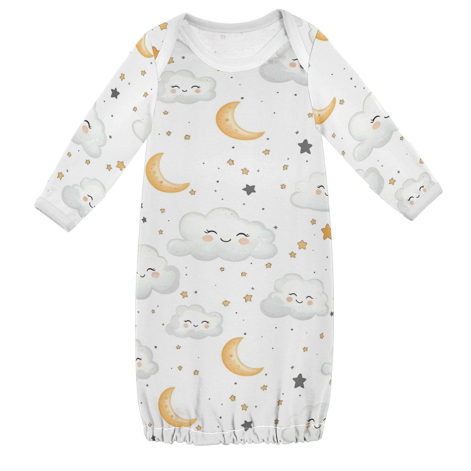 vvfelixl Baby Sleeper Gown for Newborn Boy Girls Clouds Moon Stars Infant Nightgown for 0-3 Months Multicolor
