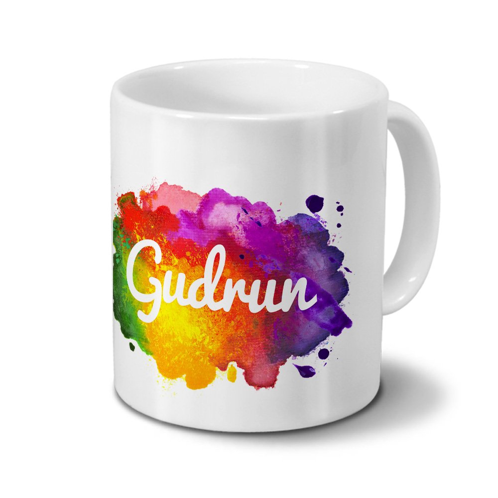 Personalisiert: Tasse Mit Namen Gudrun – Rot, 325 Ml, Spülmaschinenfest, Aus Steingut